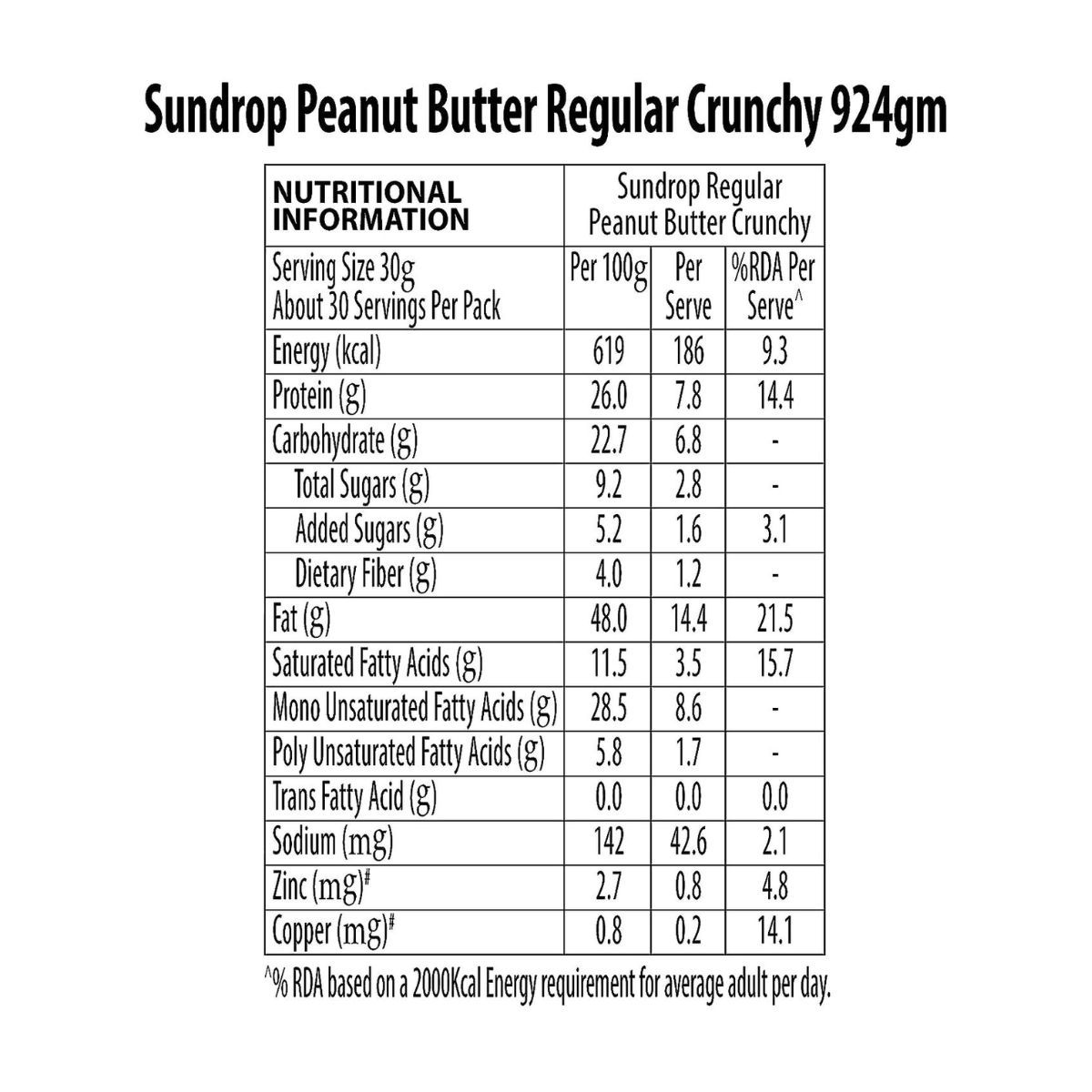 Sundrop Peanut Butter - Crunchy