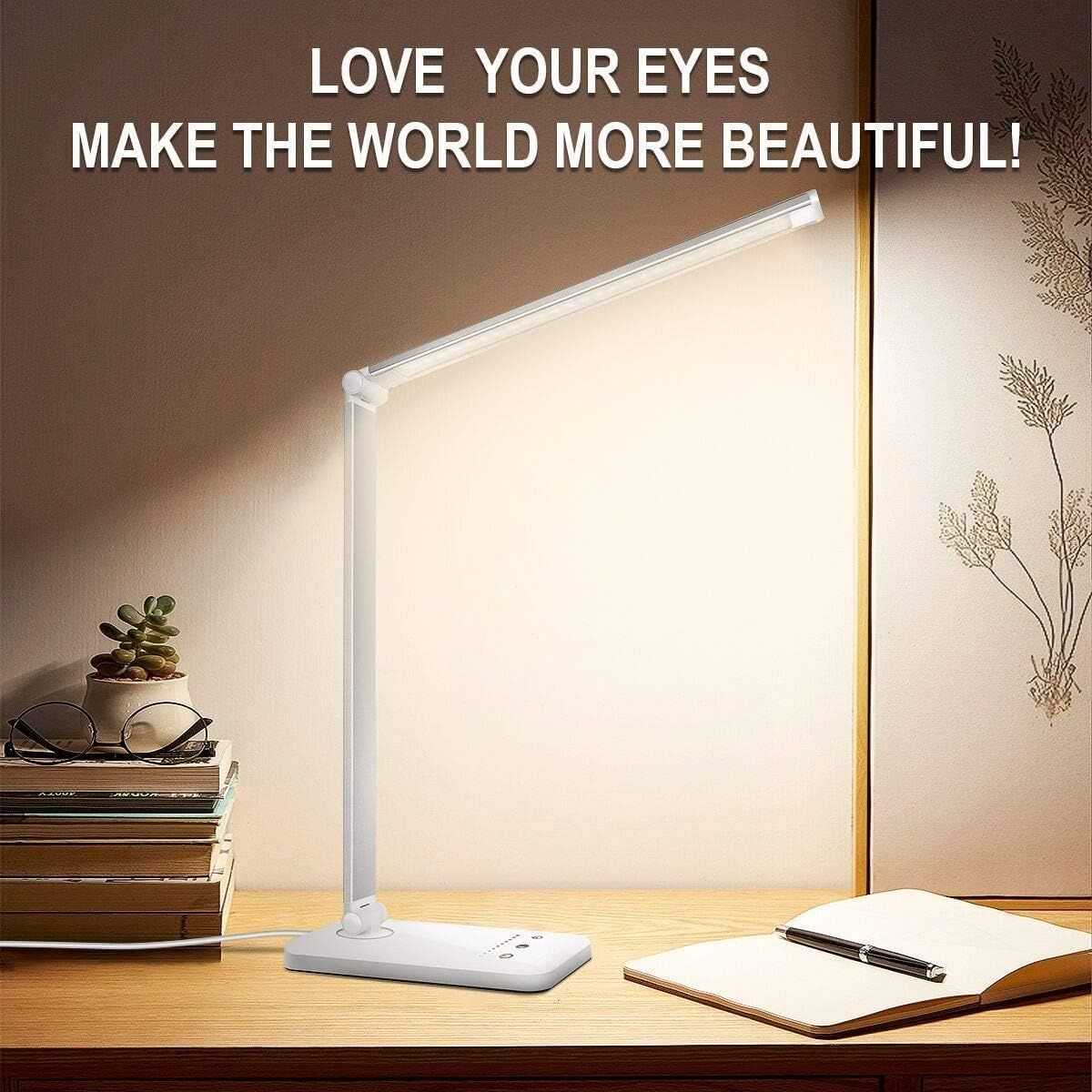 Hashwow Led Study Lamp With 5 Modes & Usb Charging Port  Touch Control