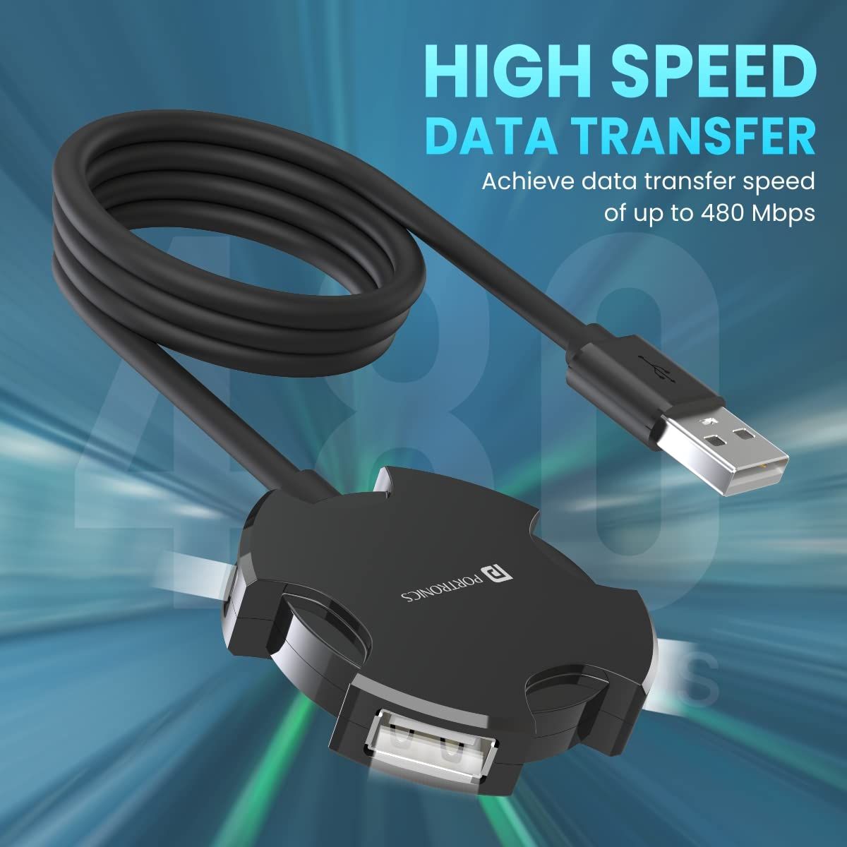 Portronics M Port 4C 4 Ports Usb Hub With 1.2M Cable