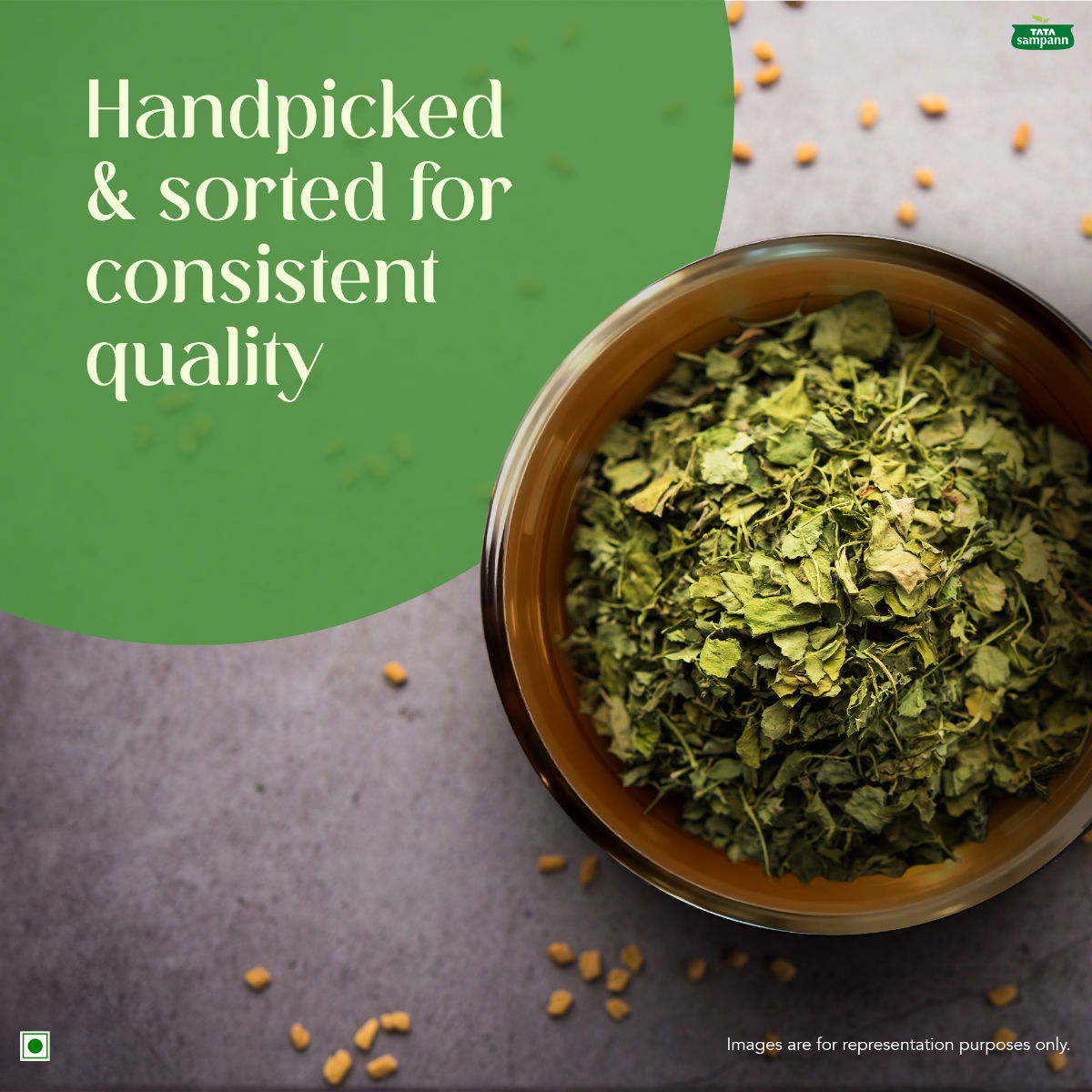 Tata Sampann Kasuri Methi, Naturally Sun Dried, Handpicked & Sorted, Rich Aroma & Authentic Flavour