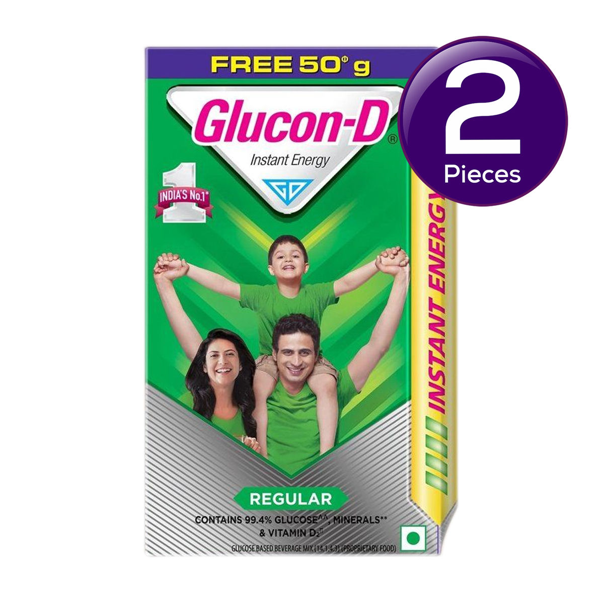 Glucon-D Instant Energy Health Drink Regular - 450gm Refill (Extra 50gm Free) 500 g  X 2 Combo