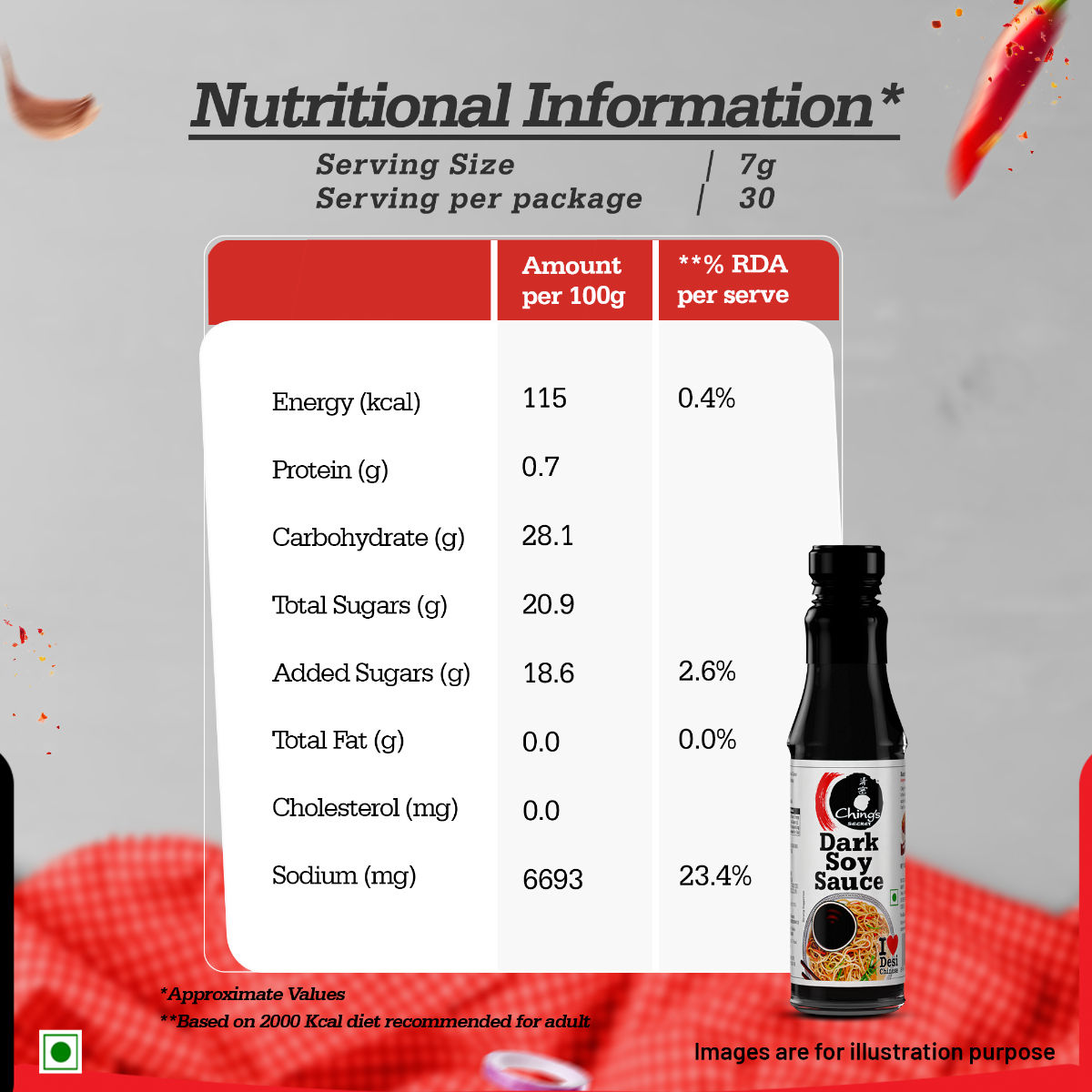 Ching's Secret Hakka Noodles with Masala (140 g) & Ching's Secret Dark Soy Sauce (210 g) Combo
