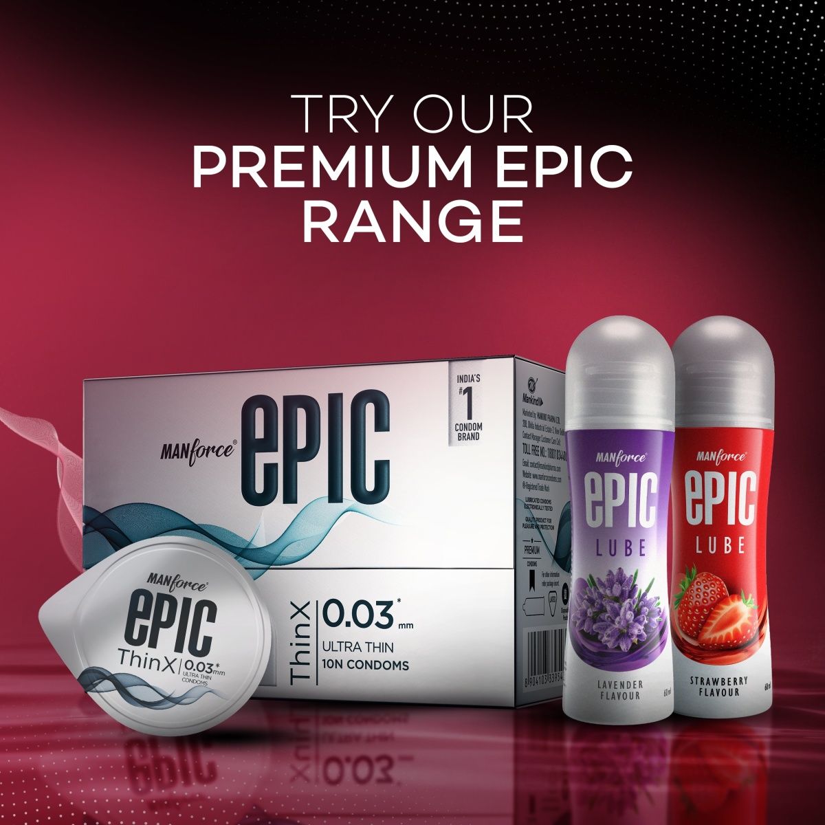Manforce Extra Dotted (1740 Dots) Litchi Flavoured Condoms(10pc) & Manforce Epic Lube - Aloe-Vera & Litchi(60ml) Combo