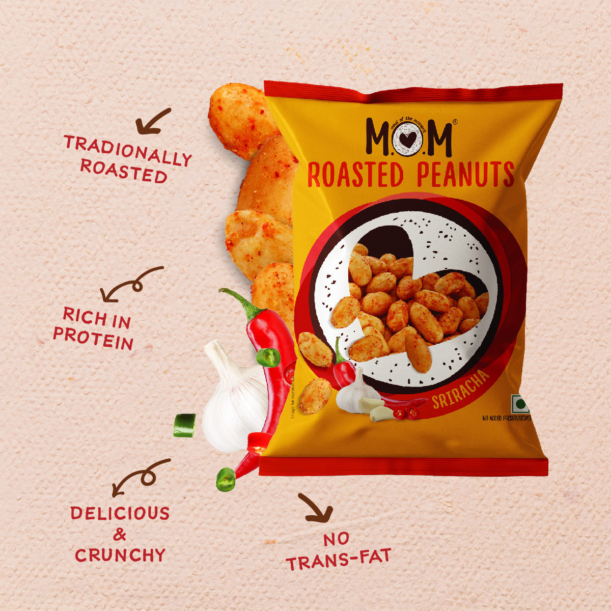 MOM Sriracha Roasted Peanuts 40 g Combo