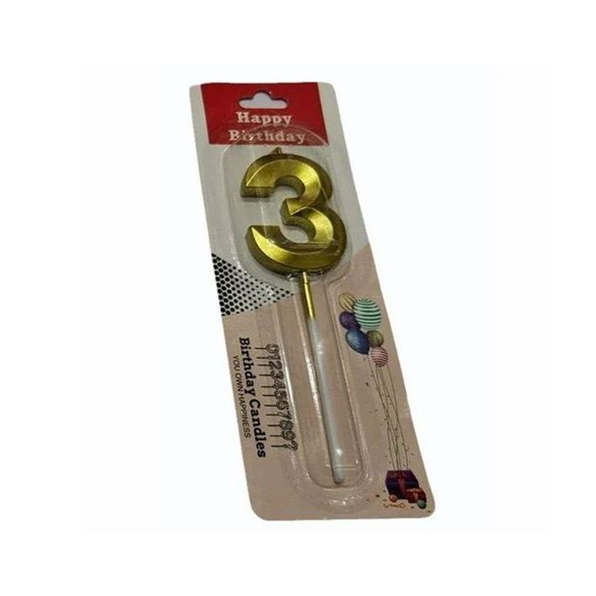 Chrome 3 Golden Number Candle
