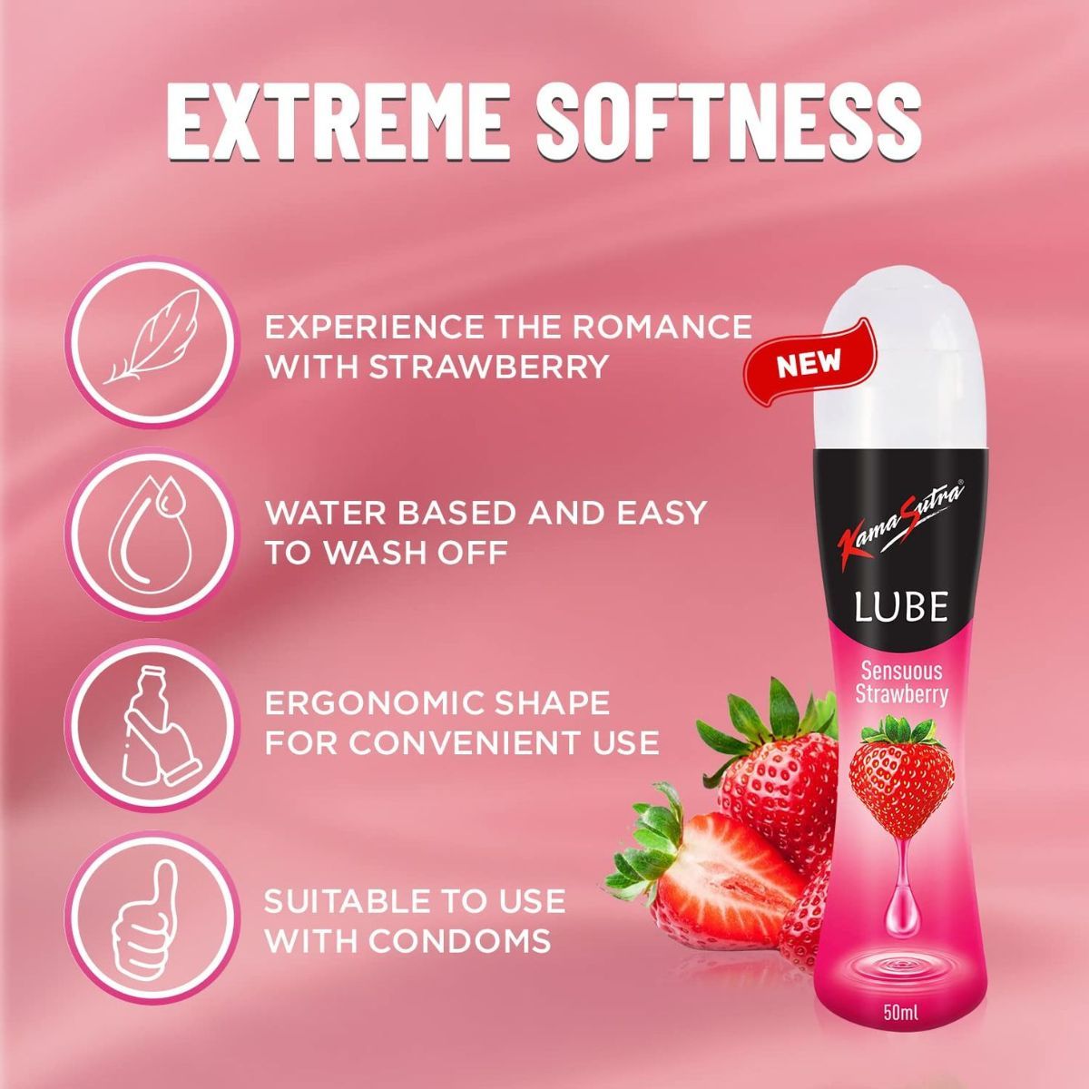 Kama Sutra Ultra Delay Condoms(20pc) & Kama Sutra Personal Lube Strawberry(50ml) Combo