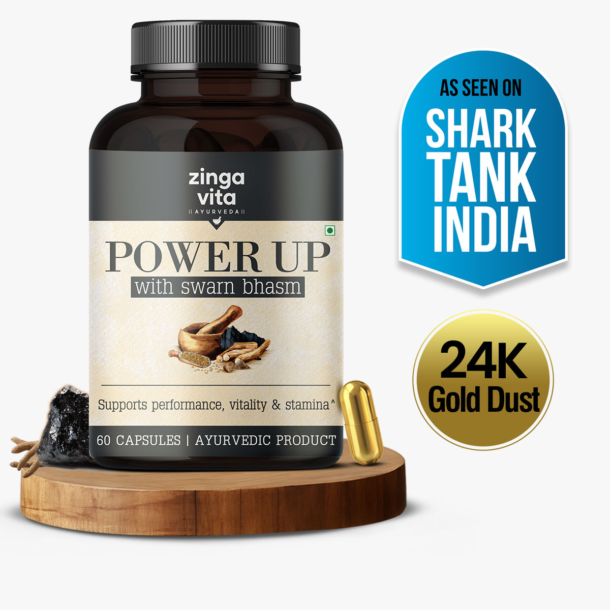 Zingavita Ashwagandha + Shilajit Gold Power Up | Testosterone Booster for Men