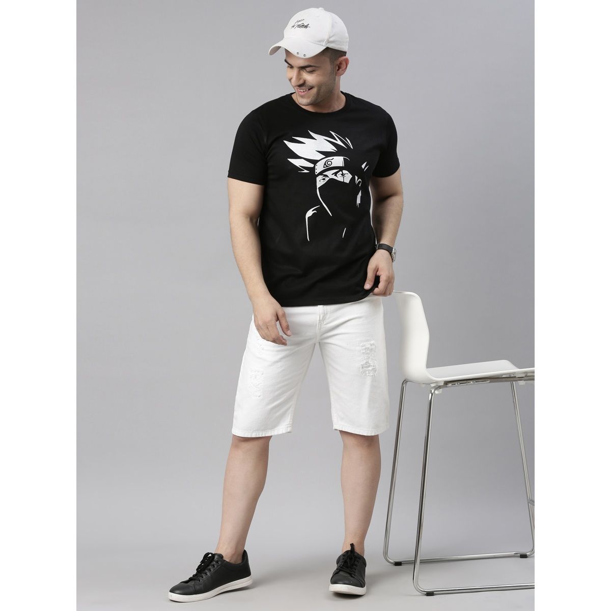 Bushirt Men's Hatake Kakashi | Naruto Anime T-shirt | Black - XL