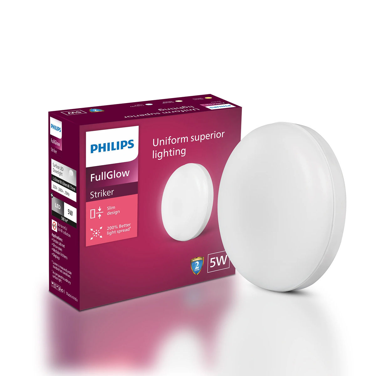Philips Rimless Full Glow 5-Watt Round Led Surface Downlighter| Warm White