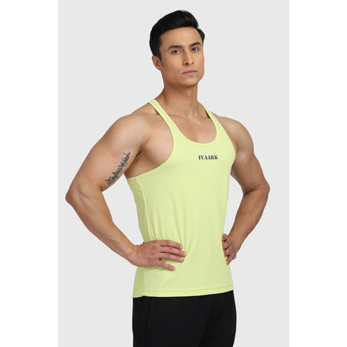 Fuaark Men's Checks Stringer Tank | Lime - XL