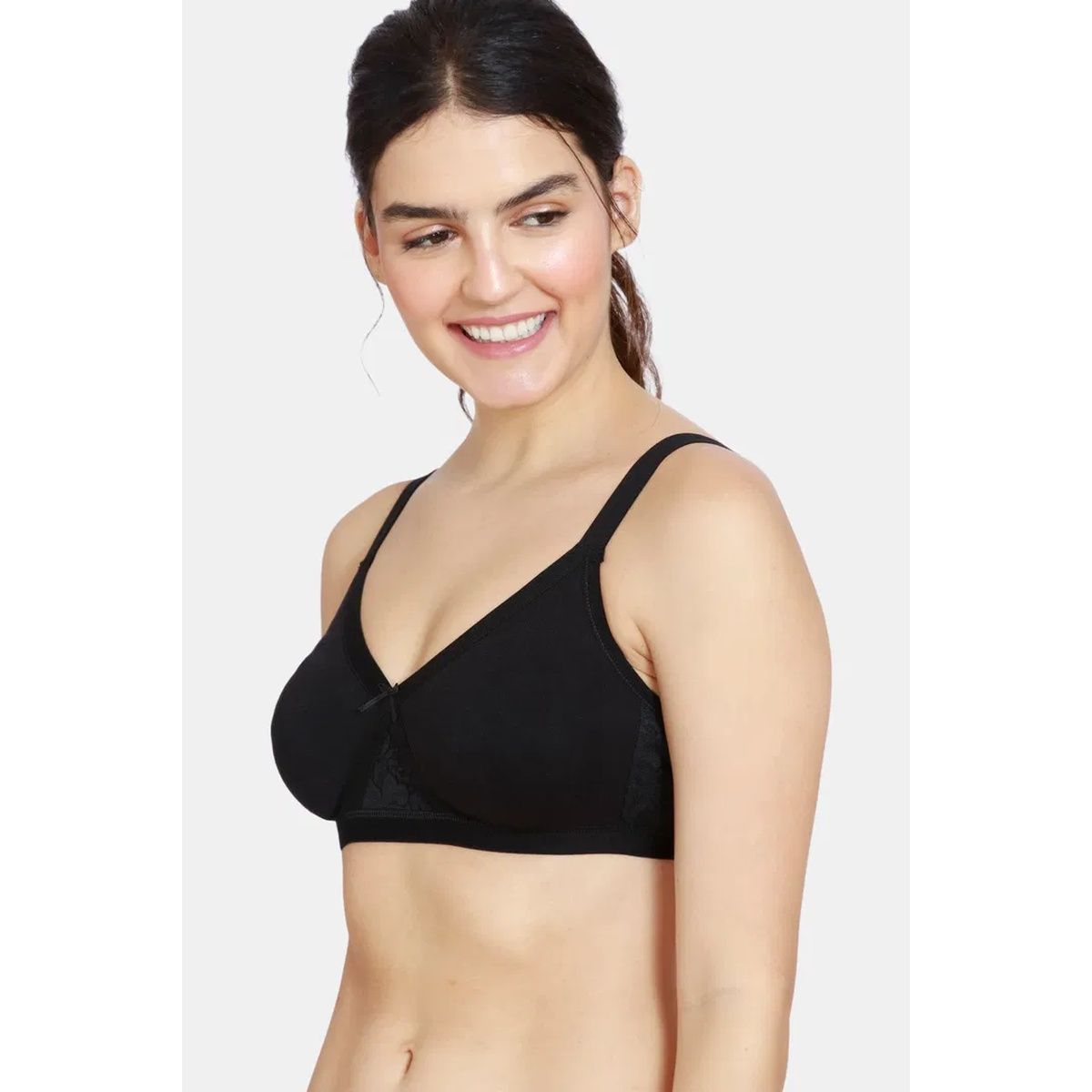 Zivame Women's Single Layered Non Wired Full Coverage T-shirt Bra | Black - 38C