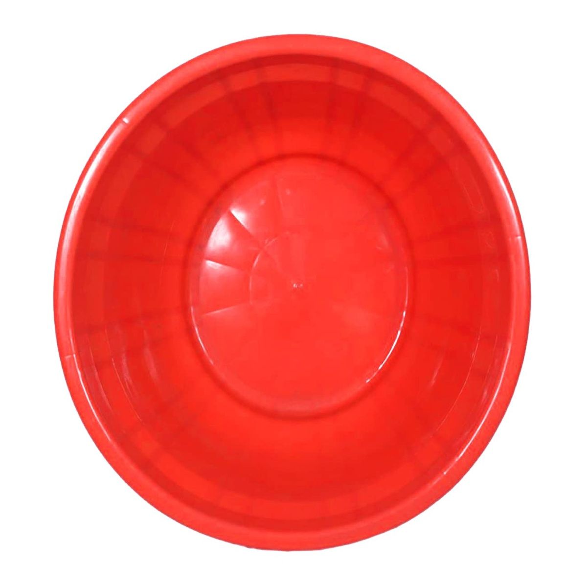 Kuber Industries Leaf Printed 40 L Multipurpose Unbreakable Plastic Bath Tub | Round (Red)