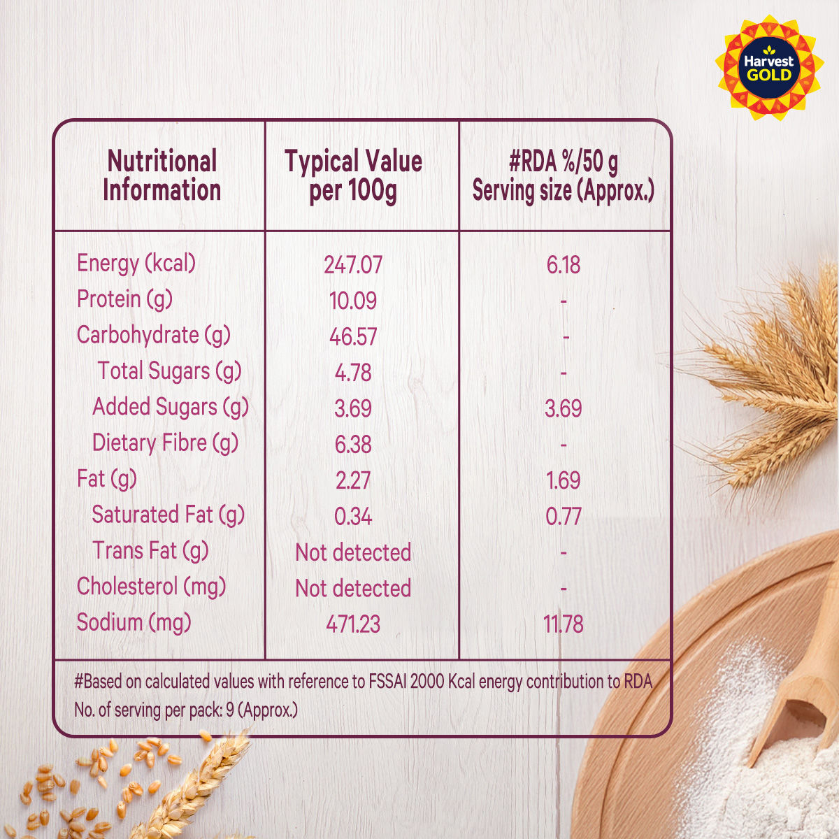 Harvest Gold - 100% Atta Bread (Zero Maida)