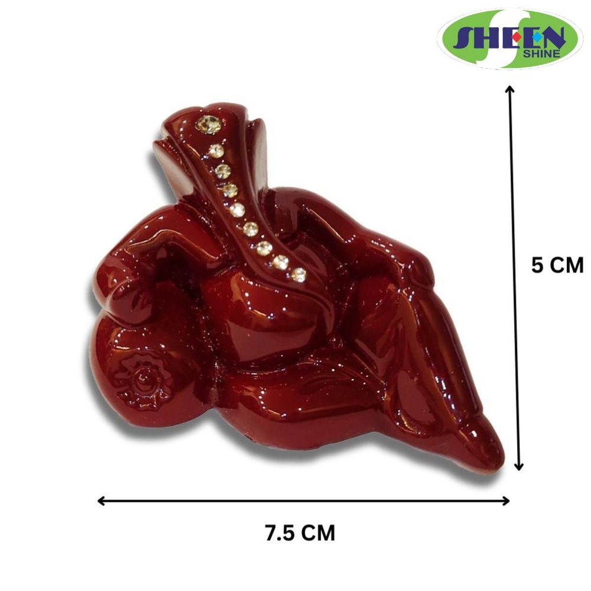Sheen And Shine Lord Ganesha Idol For Car Dashboard Red