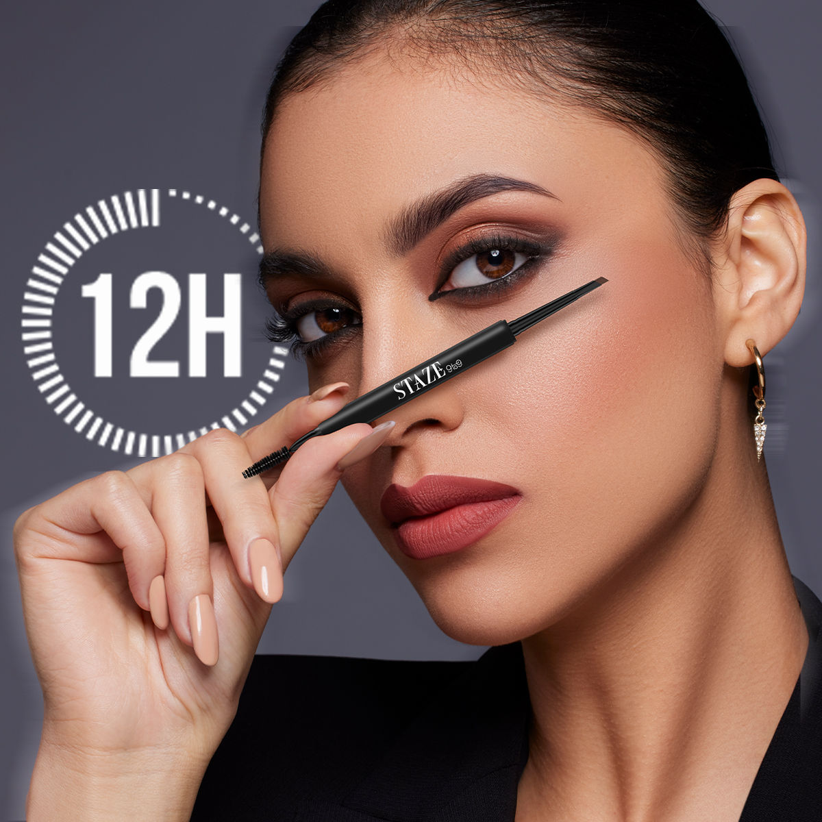 Staze Instant Brow Definer Pen with Spoolie |01 Natural Brown