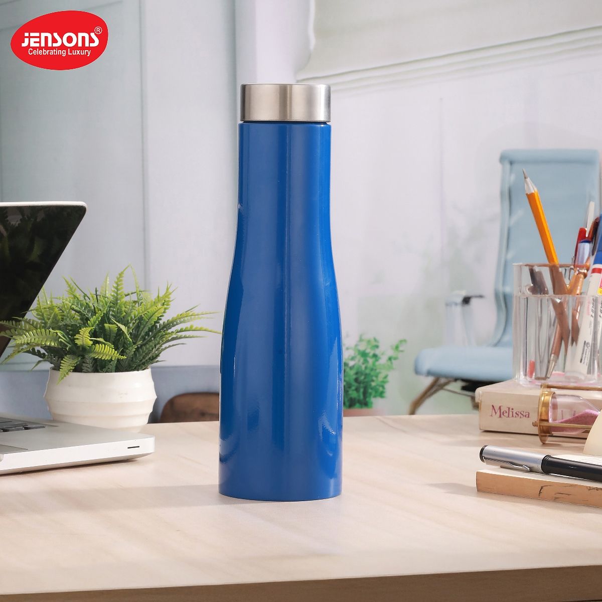Jensons Stainless Steel Single Wall Flora 1 Bottle Liter | Blue - 1 L