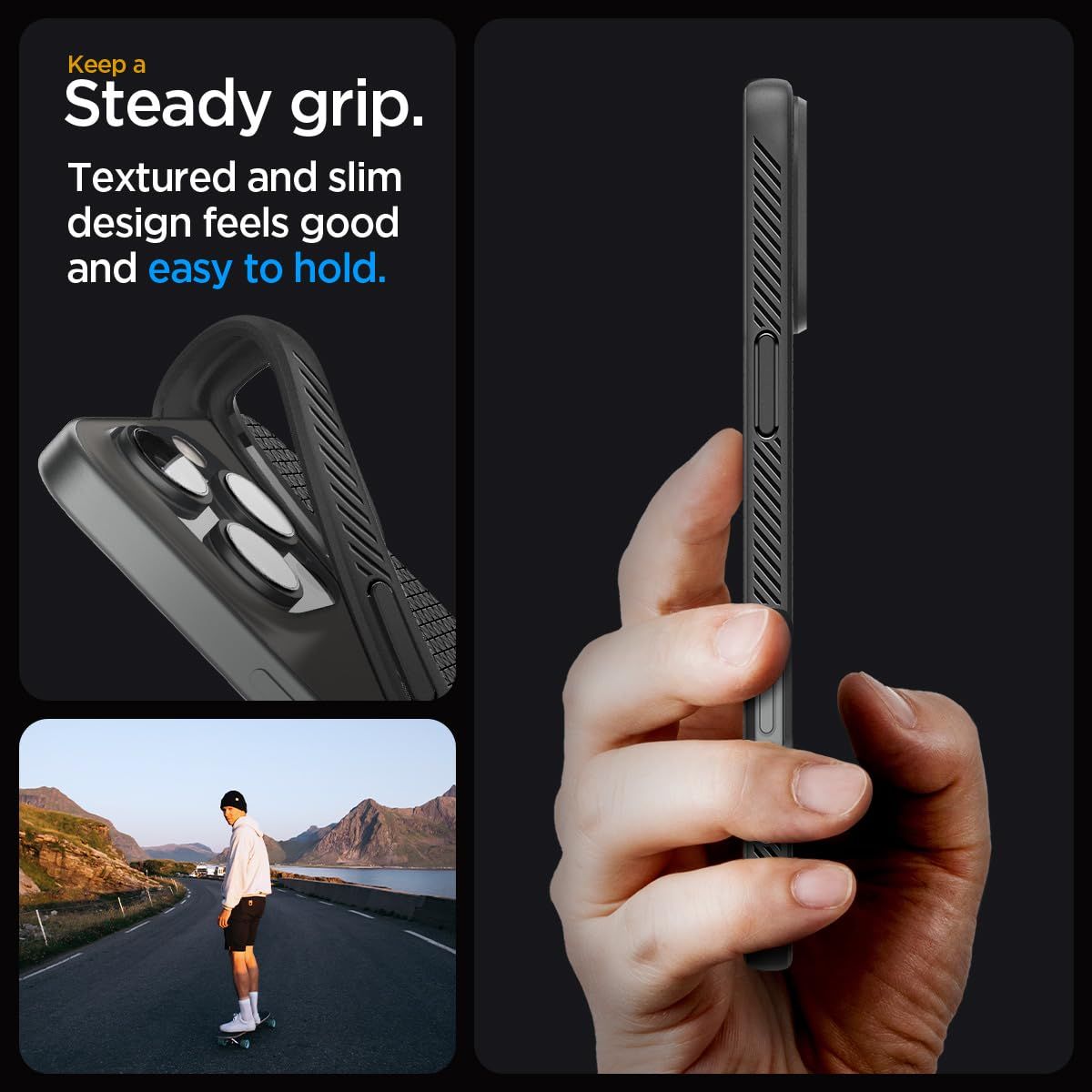Spigen Liquid Air Back Cover Case Compatible with iPhone 16 Pro (TPU | Matte Black)