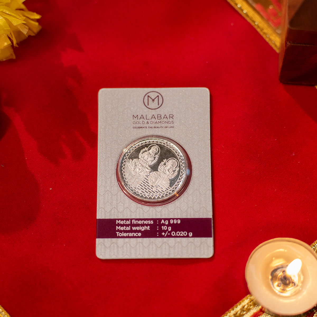 Malabar Gold & Diamonds 999 Pure Silver Coin - Laxmi Ganesh