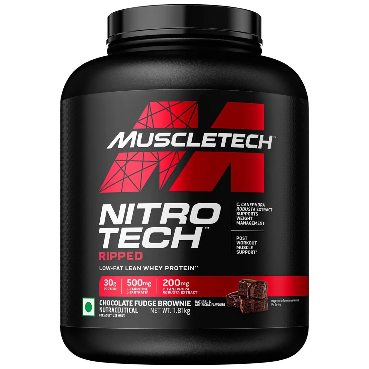 Muscletech Nitrotech Ripped Chocolate Fudge Brownie Low Fat Lean Whey Protein VEGetarian
