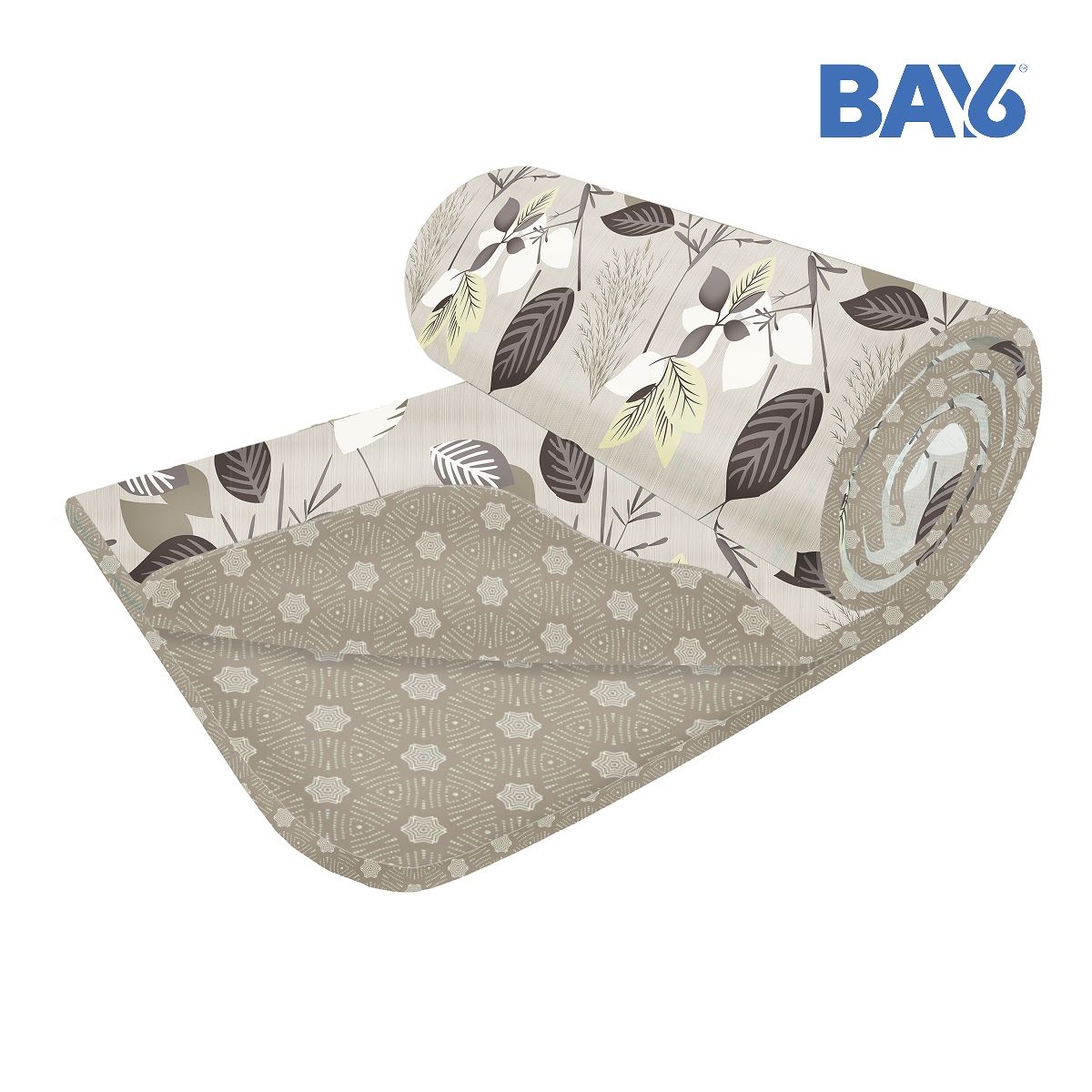 BAY6 Microfibre Leaf Print Single Bed Dohar - Beige & Brown | 150 x 220 cm