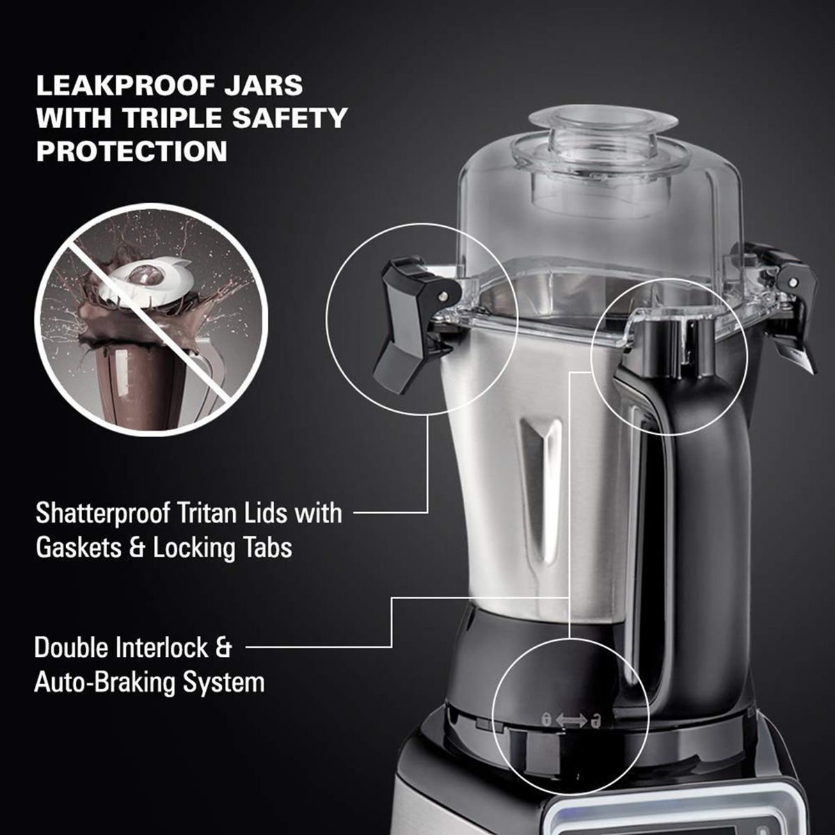 Hamilton Beach Professional Juicer Mixer Grinder 58770 - IN | 1400W | 3 Jars - Black