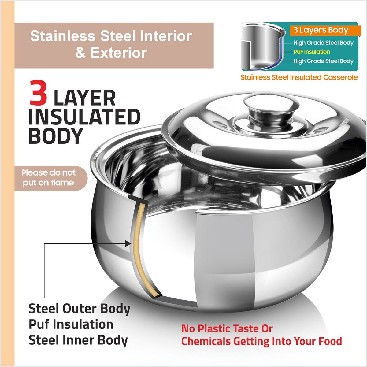 Signoraware Hot Delight Casserole 1500 Ml | Puf Insulated Keeps Food Hot & Fresh For Longer Time