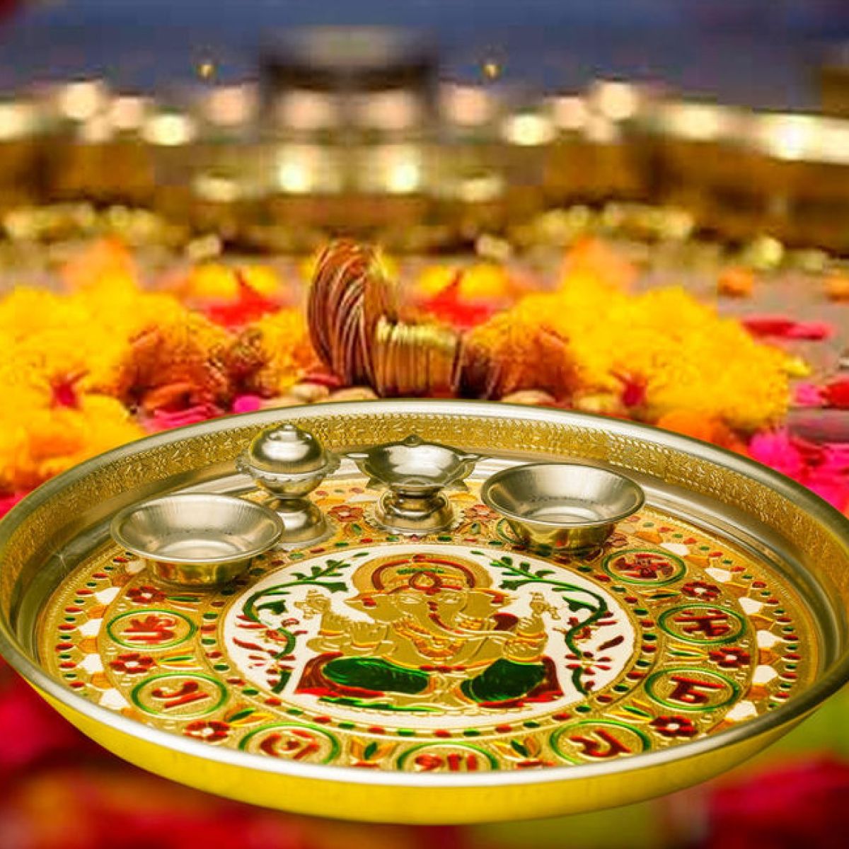 Divine Vibes Ganesh Ji Puja Thali Size 10.75 Inch