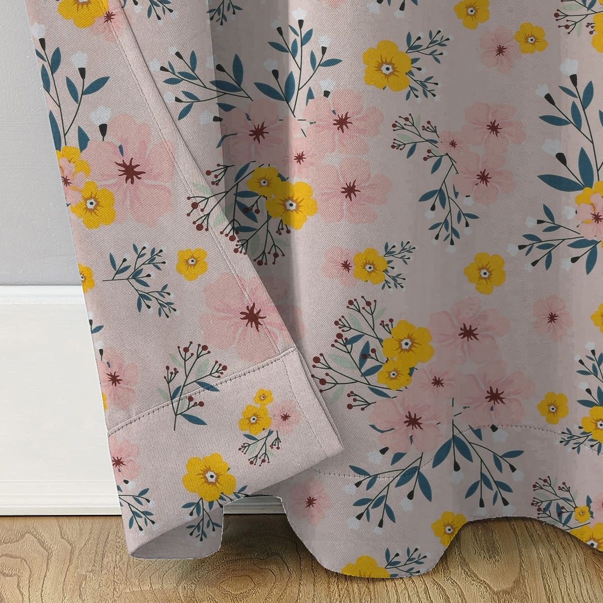 BAY6 Polyester Window Curtains - Set of 2 - (5x4 ft) - Peach