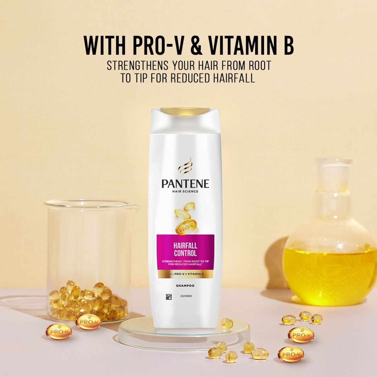 Pantene Hairscience Hairfall Control Shampoo, Lesser Hair Fall With Vitamin B 180 ml Combo