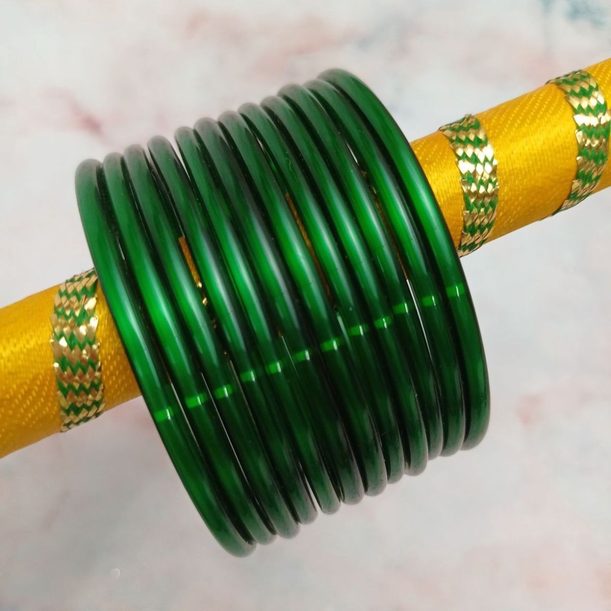 Gullak Green Glass Bangle Set - Size 2.6