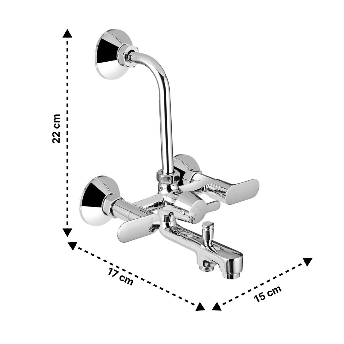 Benelave By Hindware Volga 3-In-1 Wall Mixer With Provision For Overhead Shower And Hand Shower