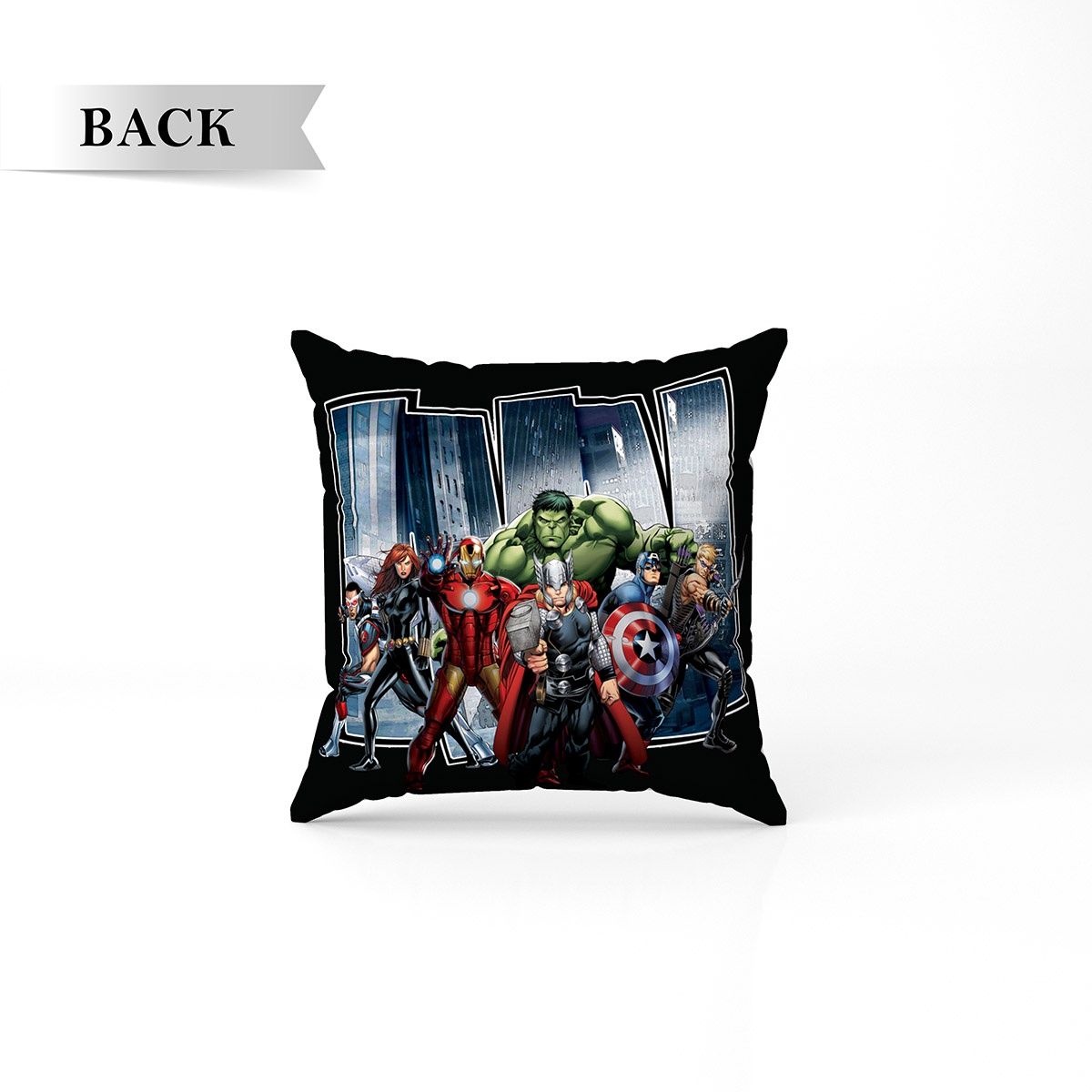 Sassoon Marvel Avenger Reversible Printed Filled Cushion | Black | 40 x 40 cm