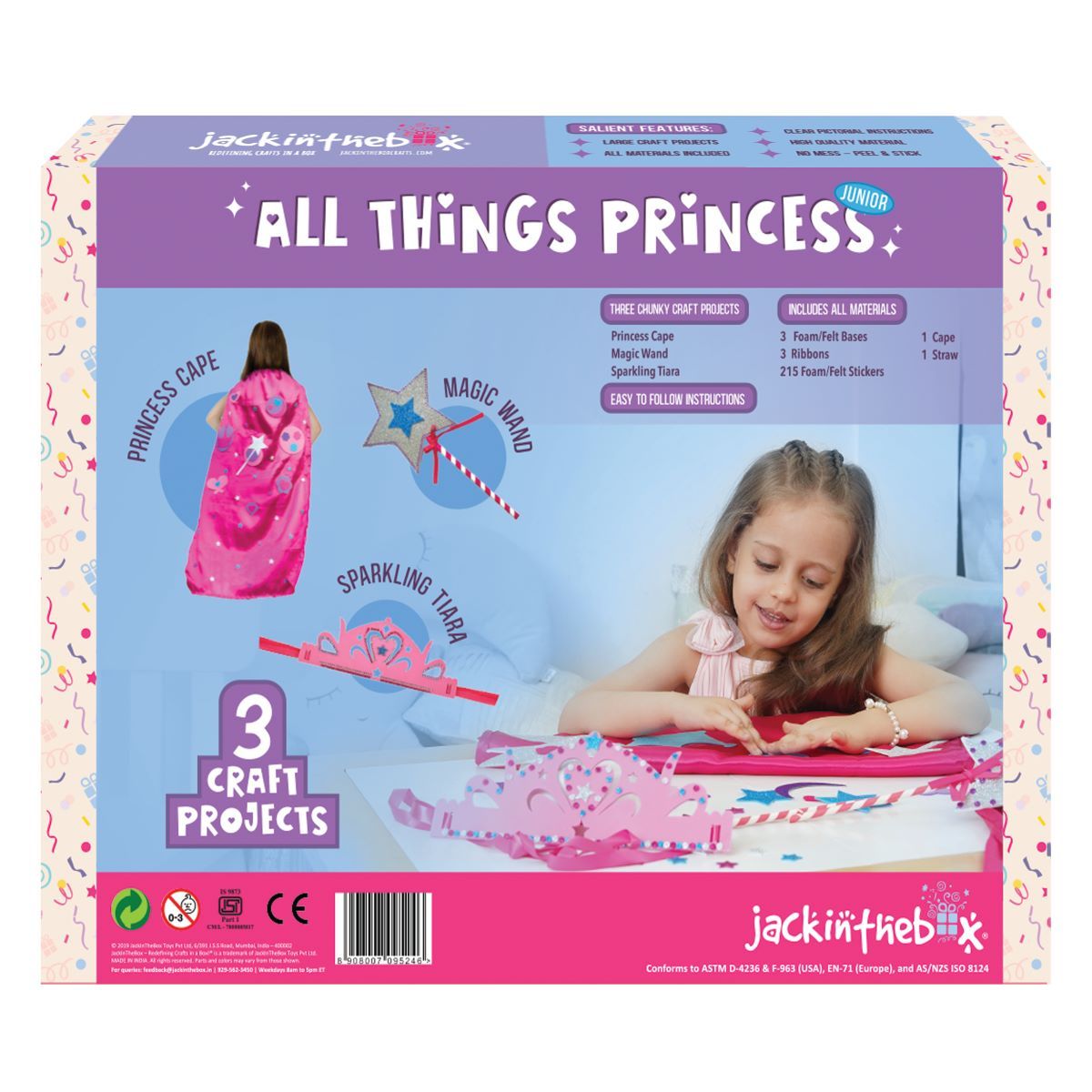Jackinthebox Princess 3-In-1 Art & Craft Kit