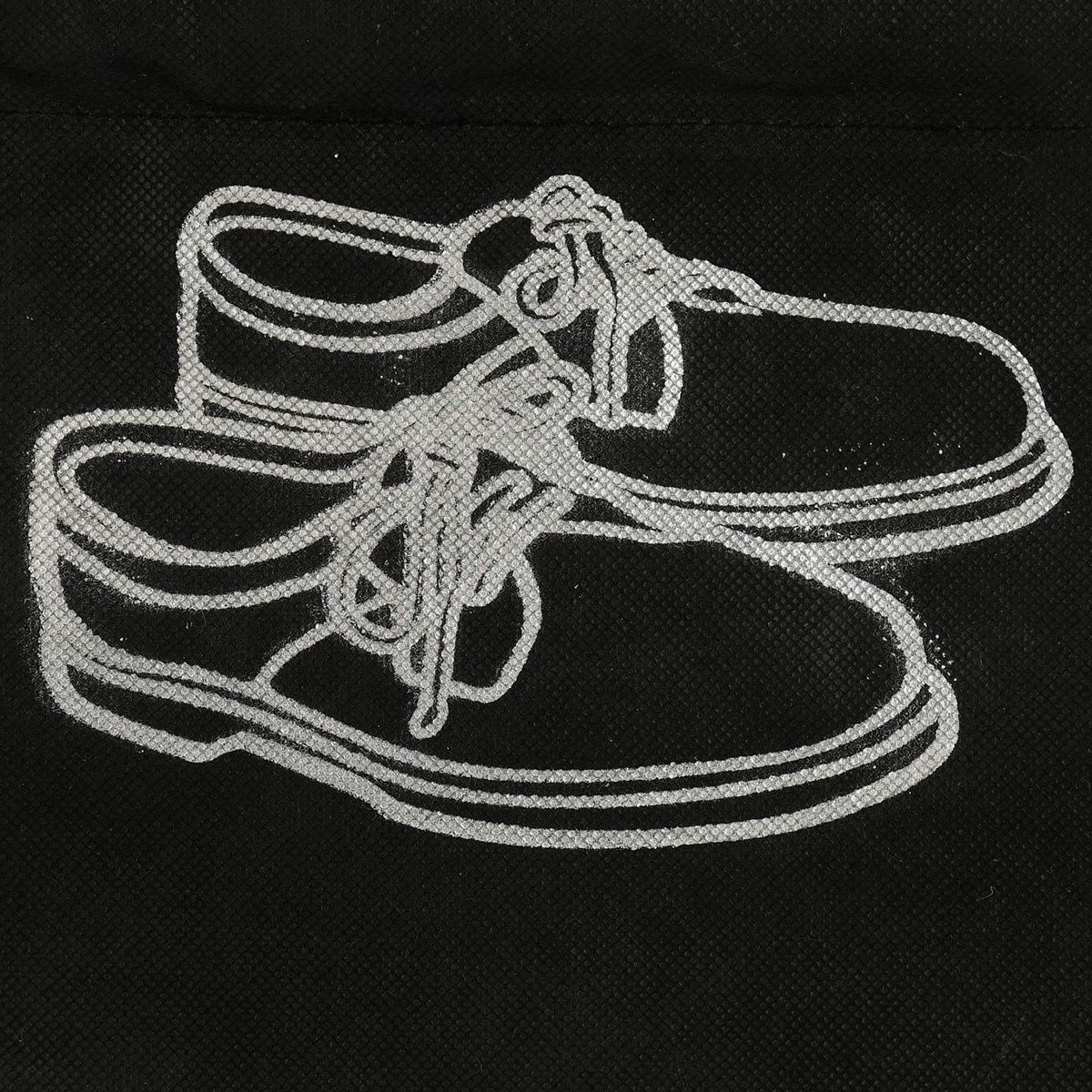 Kuber Industries Pack of 6 Non Woven Shoe Cover/String Bag Organizer with Transparent Window|Black)