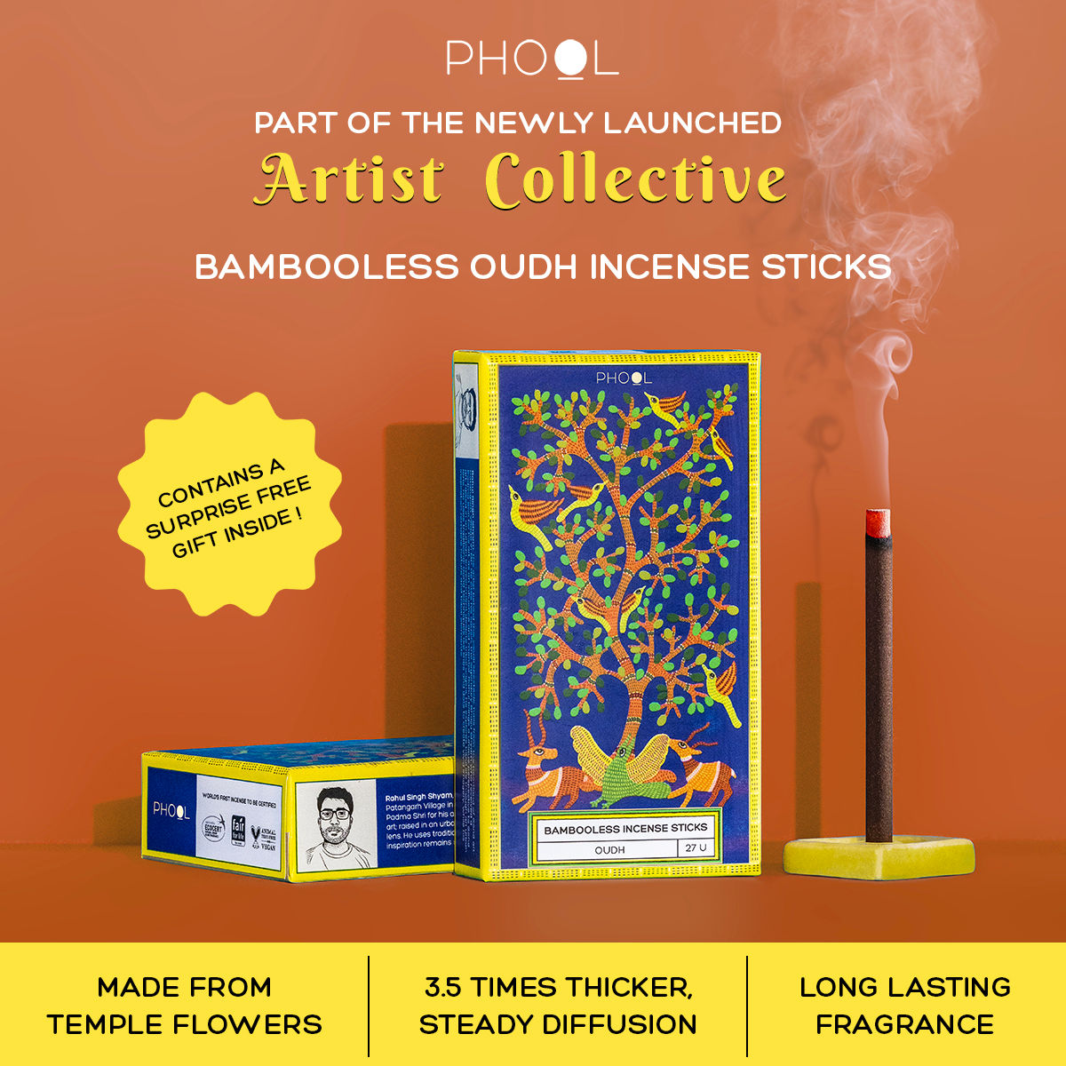 Phool Oudh Dhoop Sticks - 100% Natural Bambooless Incense Sticks