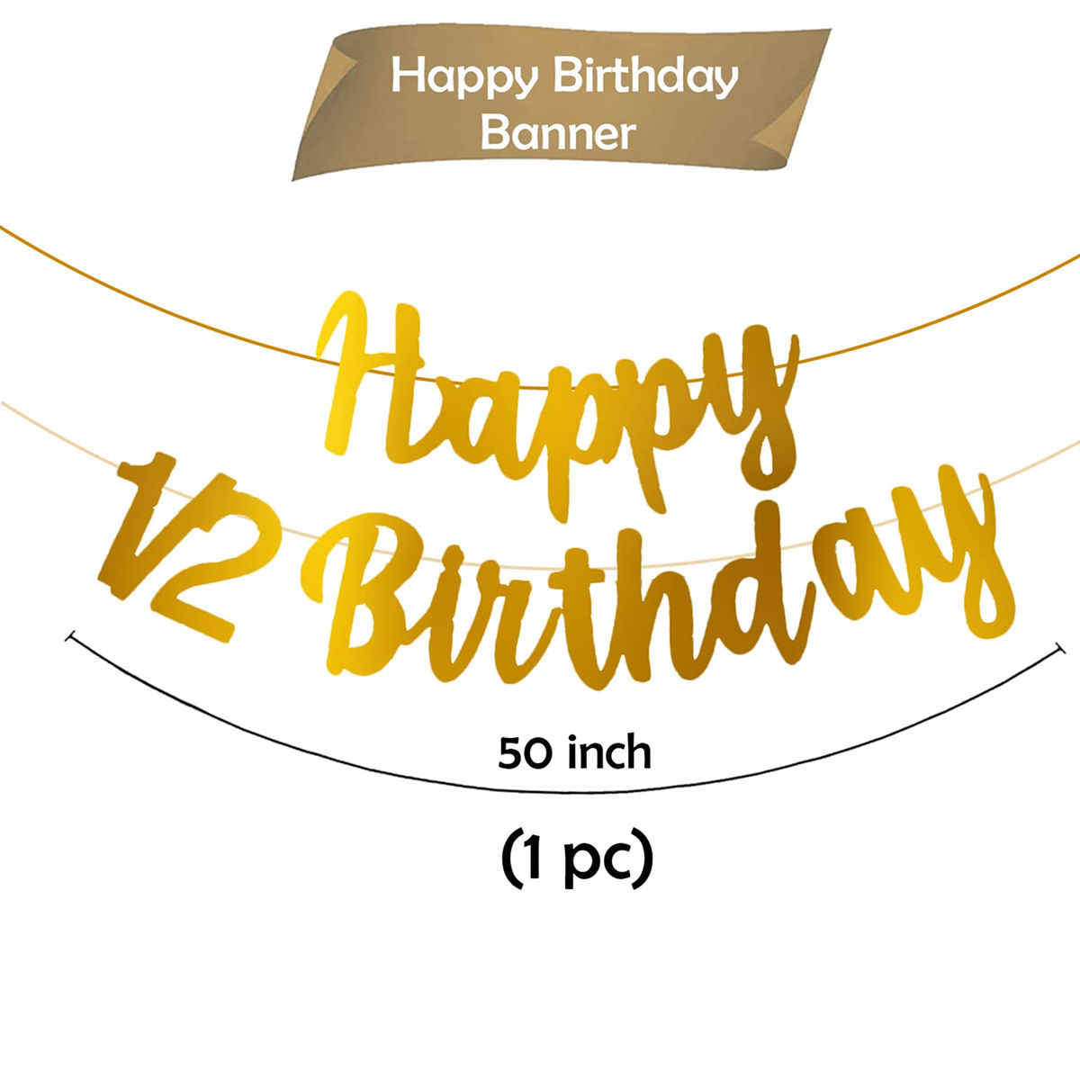 Party Propz Gold Happy 1/2 Birthday Banner