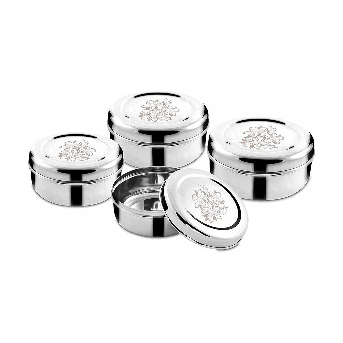 Classic Essentials Stainless Steel Utility Container 250ml, 350ml, 550ml, 900ml Pack of 4