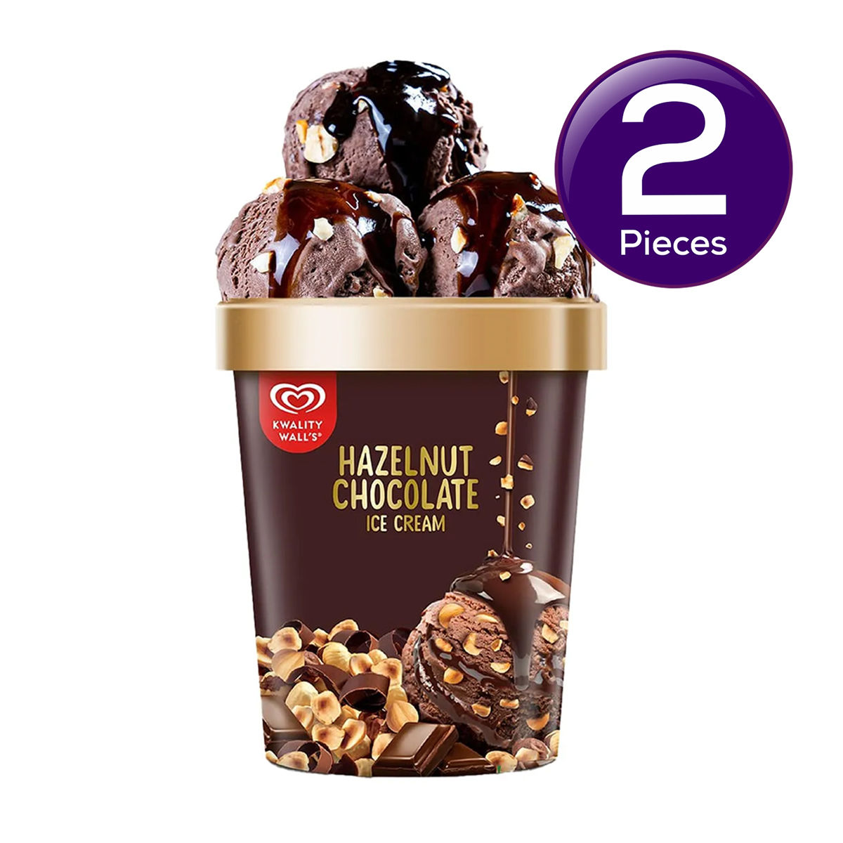 Kwality Wall's Hazelnut Chocolate Ice Cream Tub 500 ml Combo