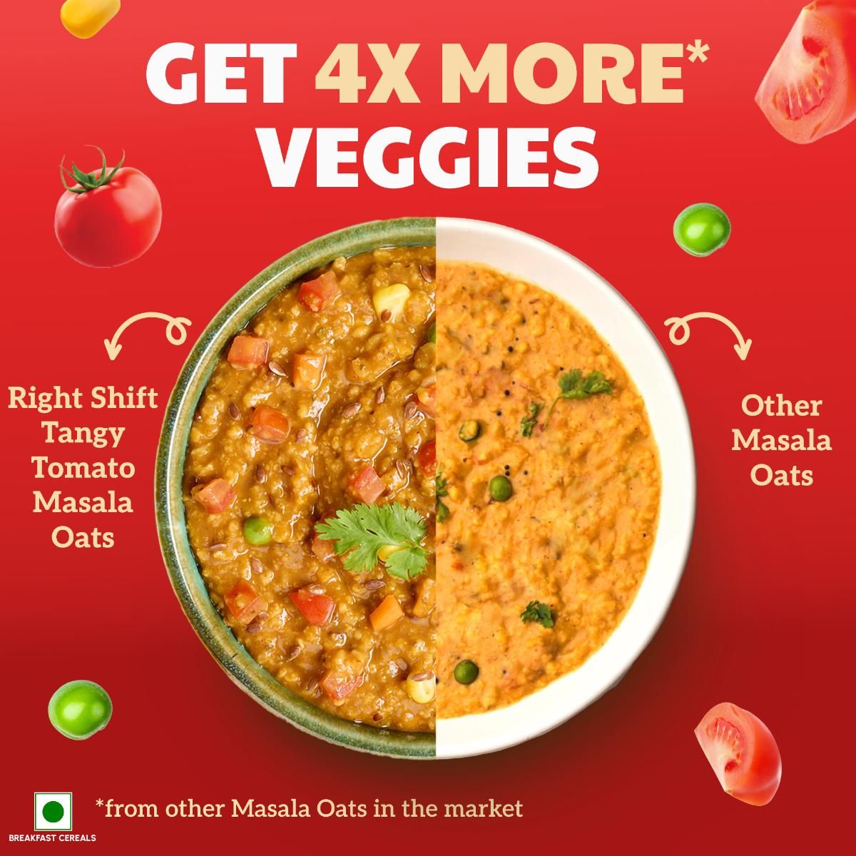 Right Shift Masala Oats, Tomato & Millets | High Protein & Fibre | No preservatives