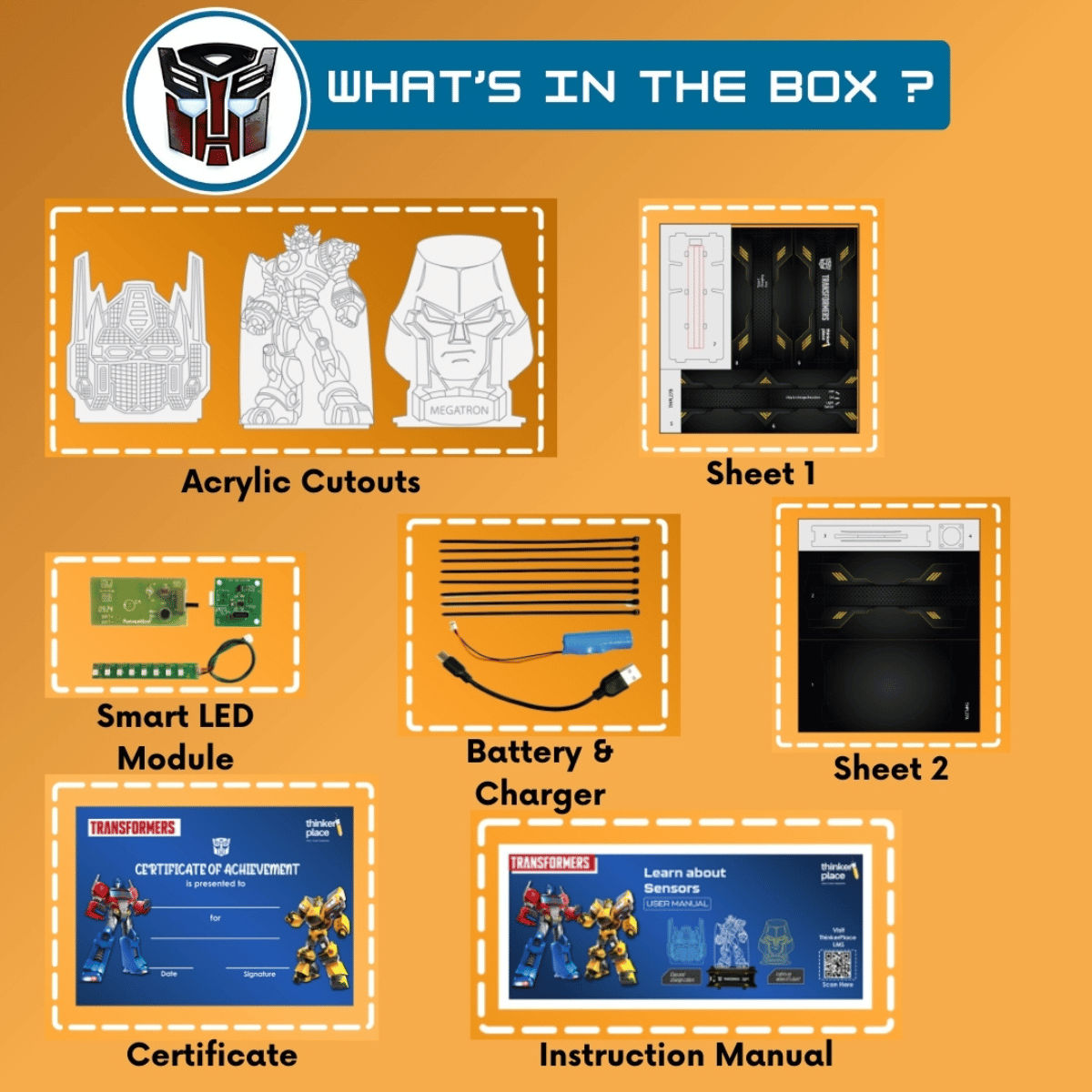 ThinkerPlace Transformers Smart Lamp DIY Kit | Build & Play with Sensor-Activated Lamp (Age 6+)