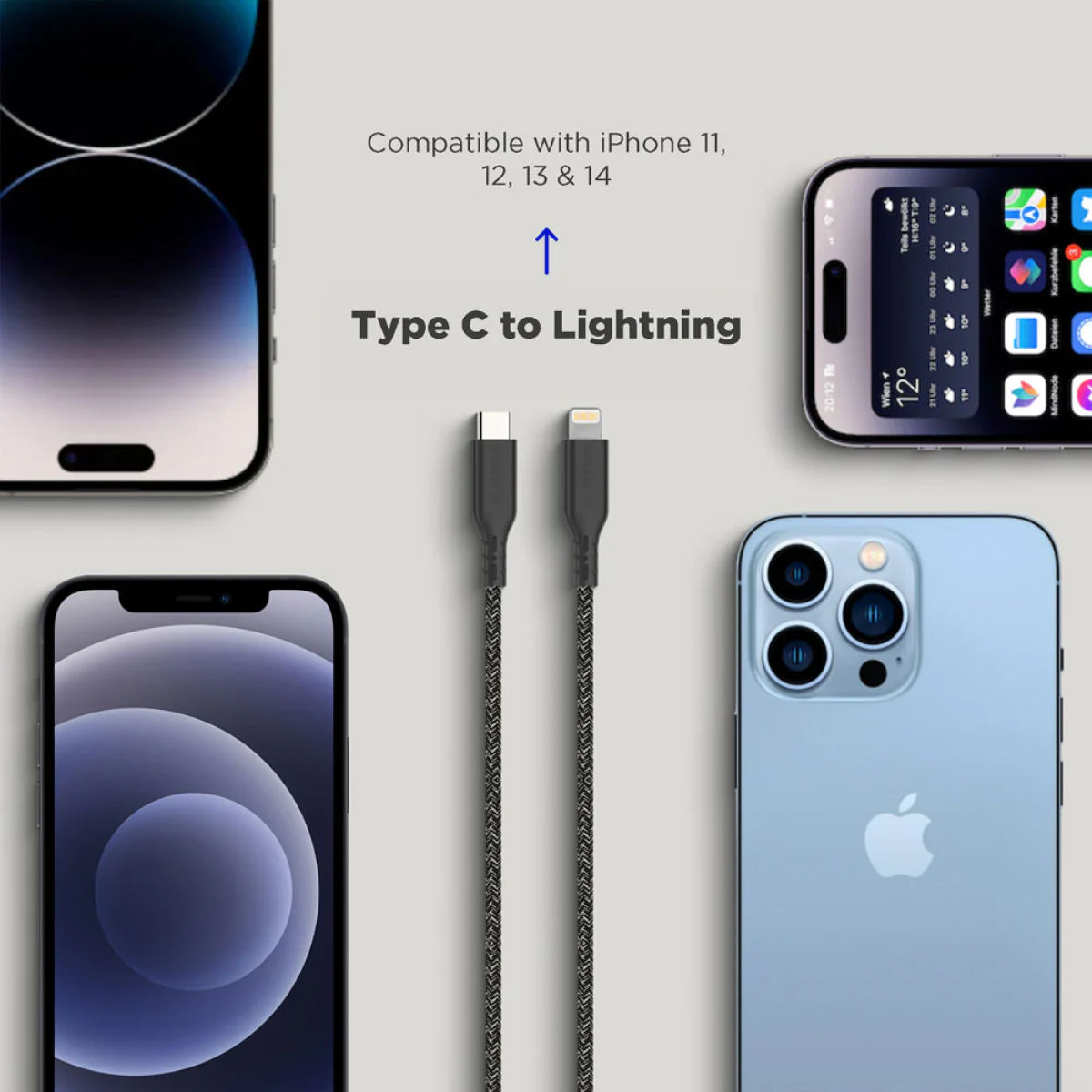Stuffcool Ecolo Made From Recycled Plastic Type C To Lightning Sync & Fast Charging Cable