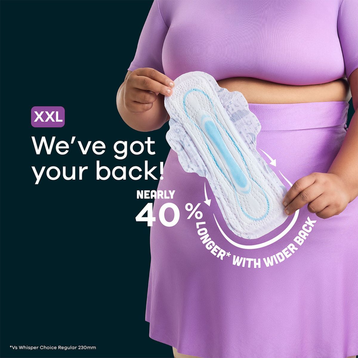 Whisper Bindazzz Nights 44 XXL Sanitary Pads, Upto 0% Leaks All Night Long 7 pc Combo