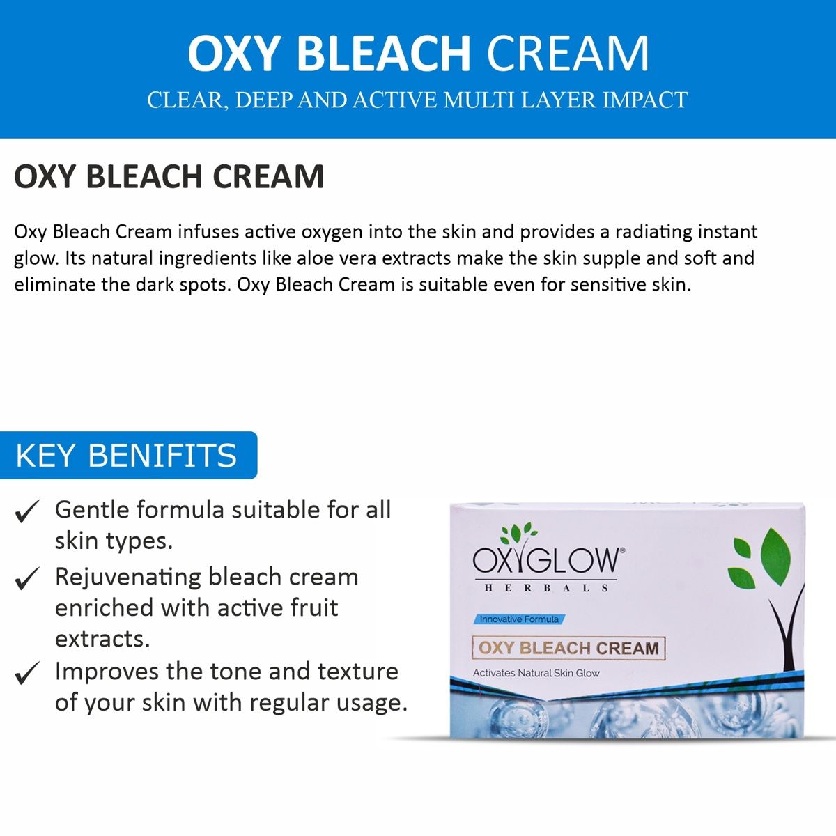 Oxyglow Herbals Oxy Bleach Cream Enriched With Active Fruit Ingredients
