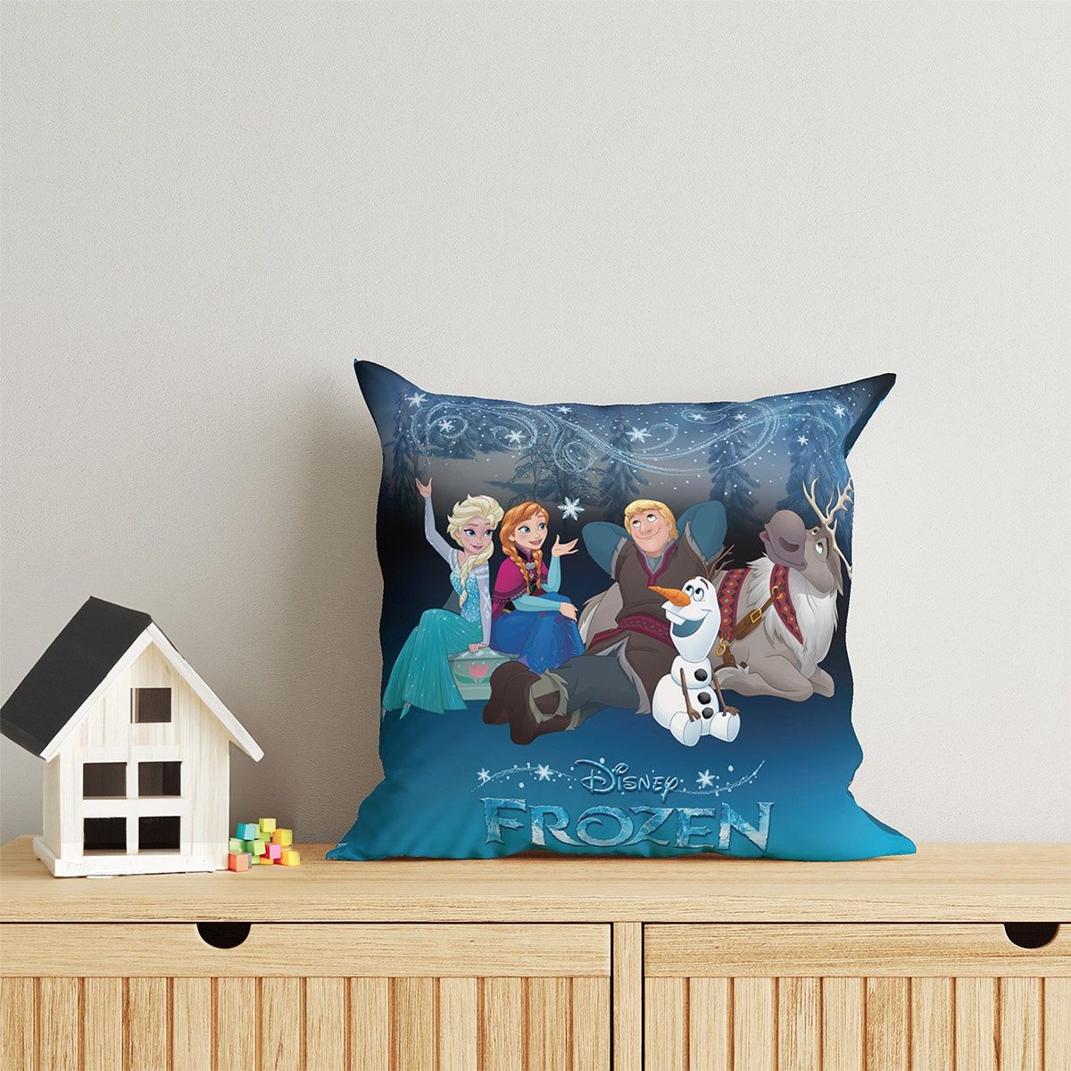 Sassoon Disney Frozen Reversible Printed Filled Cushion | Blue