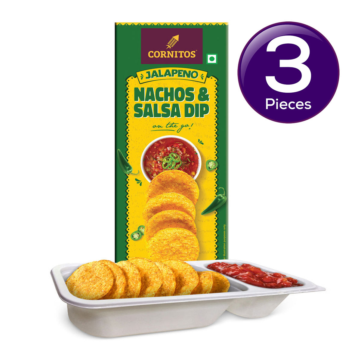 Cornitos Jalapeno Nachos and Salsa Dip Tray 75 g Combo