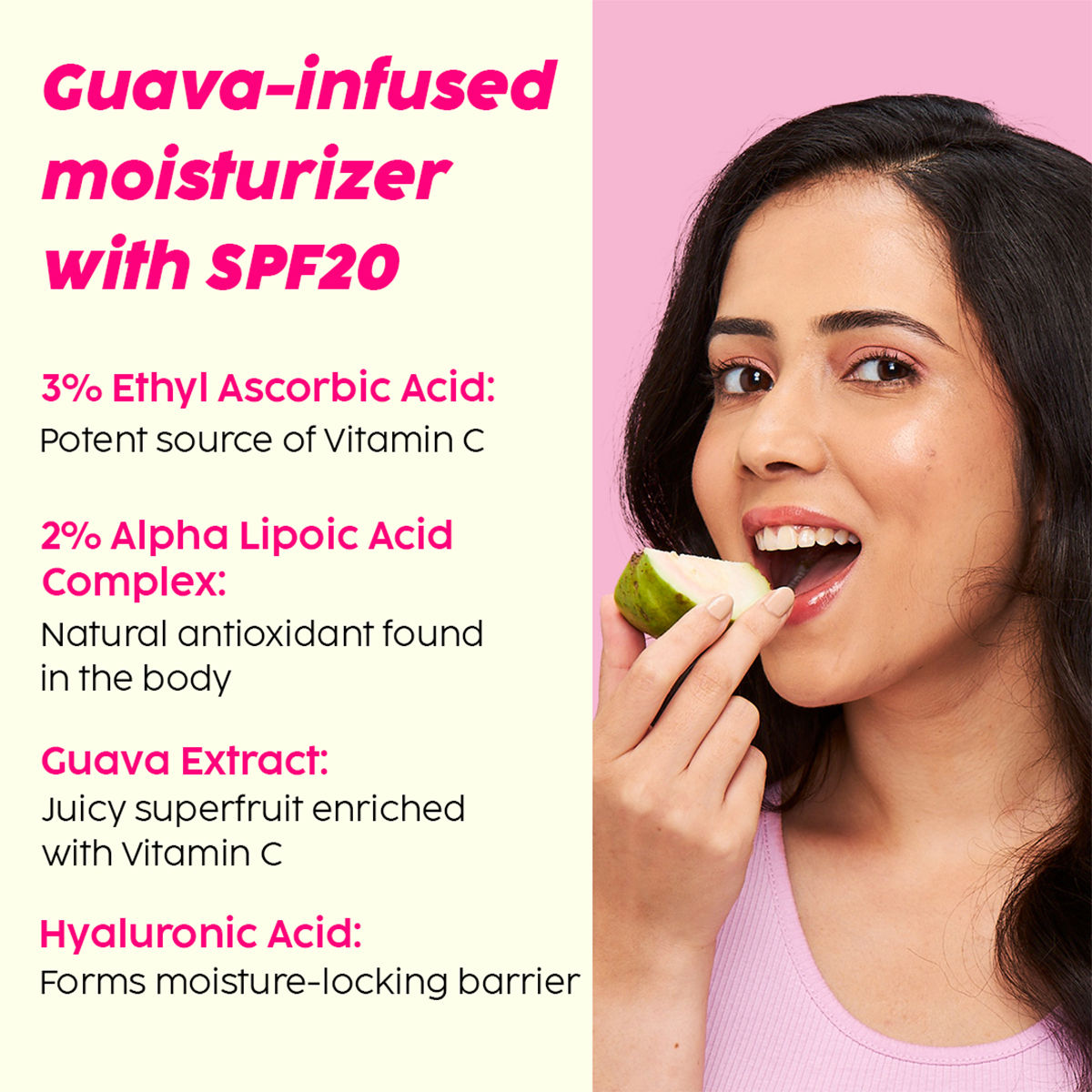 Plix Guava Glow Smoothie Moisturizer For Brighter Skin With Vitamin C & ALA, Promotes Hydration
