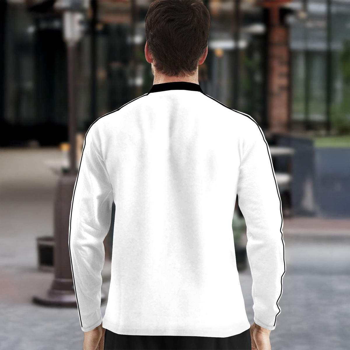 TRIPR Men Cotton Blend Mandarin Collar T-shirt | White and Black - 2XL