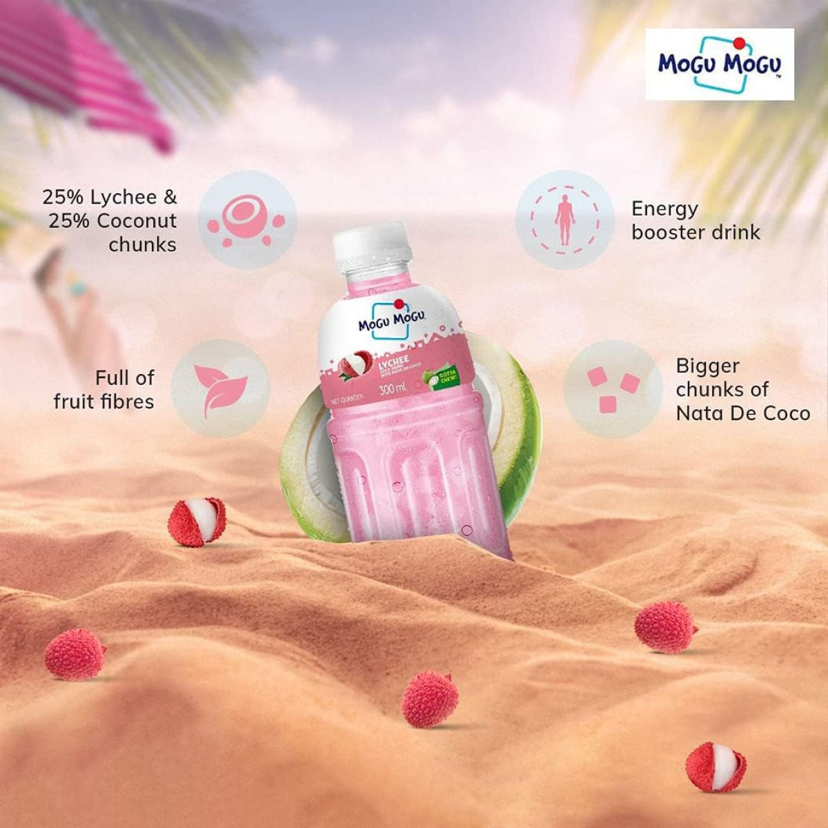 Mogu Mogu Lychee Juice Drink 300 ml Combo