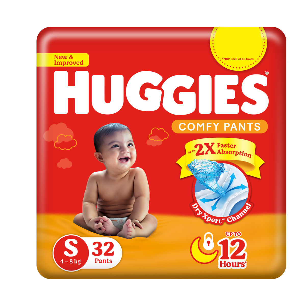 Huggies Comfy Diapers Pant For Kids | White | S (4 - 8 kg)