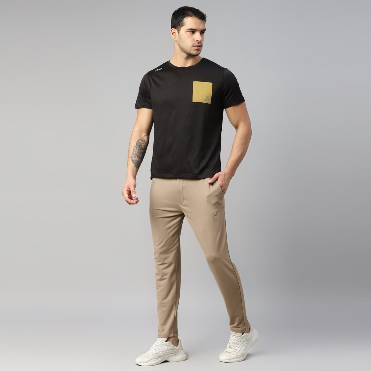 Dida Men's Sports Track Pant Regular Comfortable Stretchable Dry-Fit | Beige - M